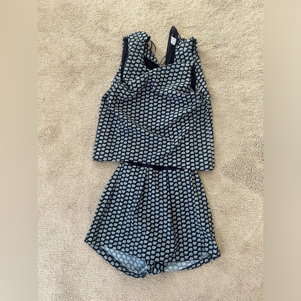 Navy Romper with Skort and open back